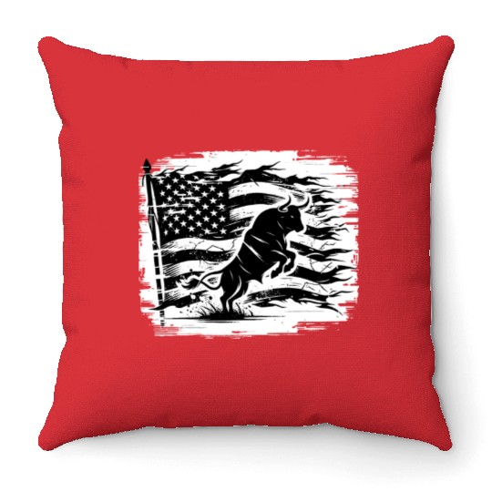 Rodeo Bull Riding Livestock Show Farmer Cattle Throw Pillows