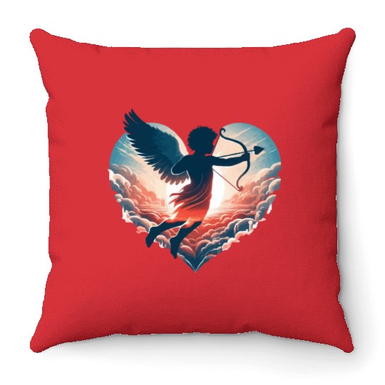 Valentine's Day Cupid shoots straight to the heart Throw Pillows