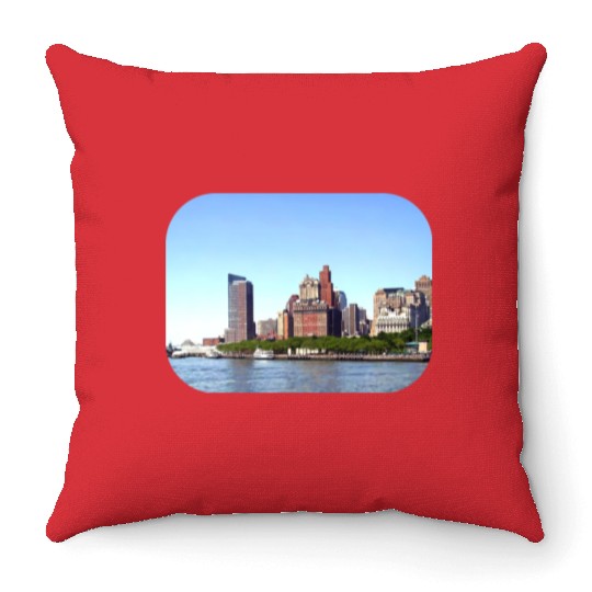 Manhattan NY - Manhattan Skyline on a Clear Day Throw Pillows