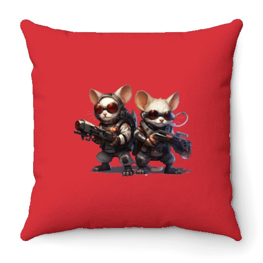 Cyberpunk Infiltrator Mice Throw Pillows