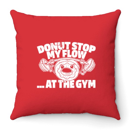Fitness Donut Funny Donut Gym Throw Pillows