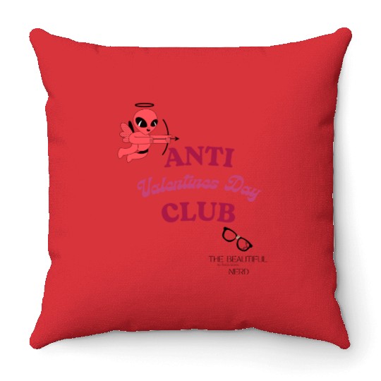 Anti Valentines Club Beautiful Nerd by Tavia Linen Throw Pillows