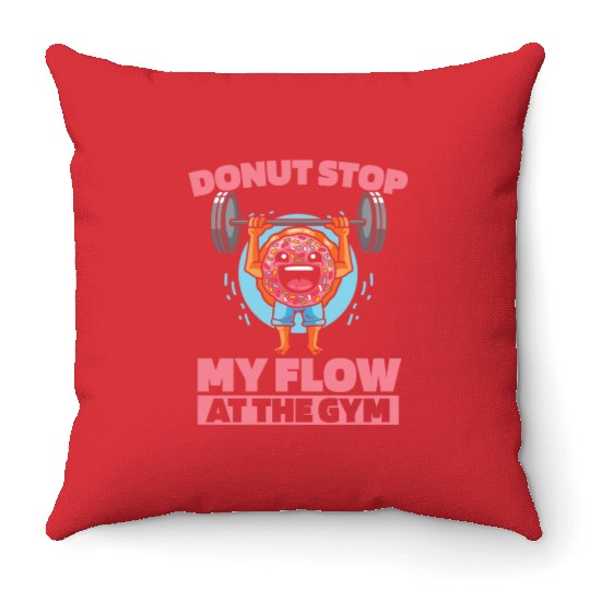 Fitness Donut Funny Donut Gym Throw Pillows