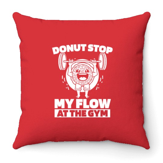 Fitness Donut Funny Donut Gym Throw Pillows