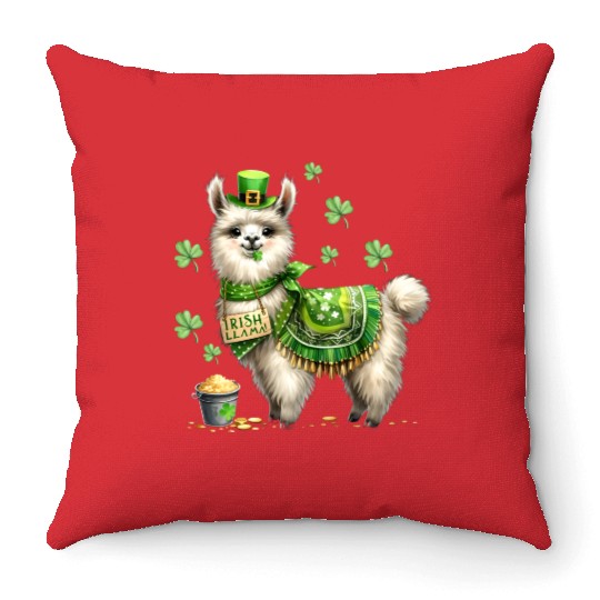 Irish LLama St Patrick Day Throw Pillows