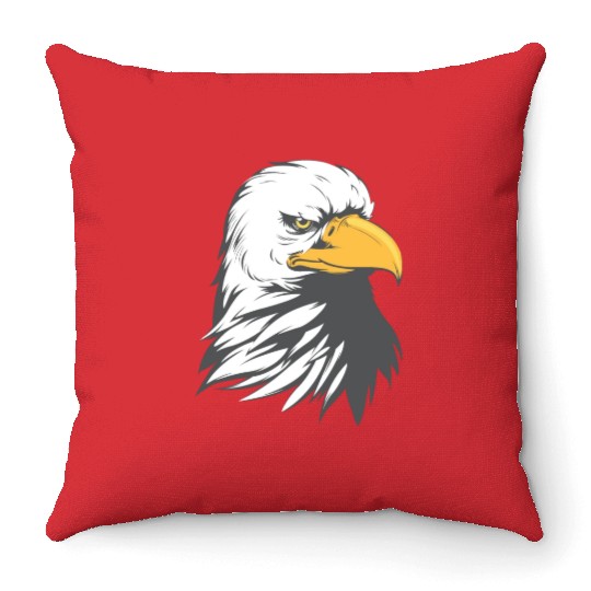 Bald Eagle Head Cartoon Throw Pillows