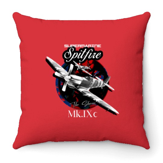 Supermarine Spitfire MK.IXc WW2 Fighter Plane Throw Pillows