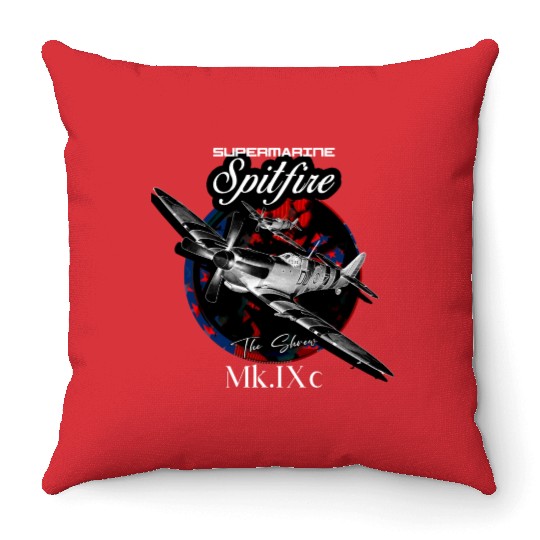 Supermarine Spitfire MK.IXc WW2 Fighter Plane Throw Pillows