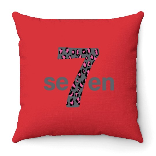 Seven in pink animal print Throw Pillows
