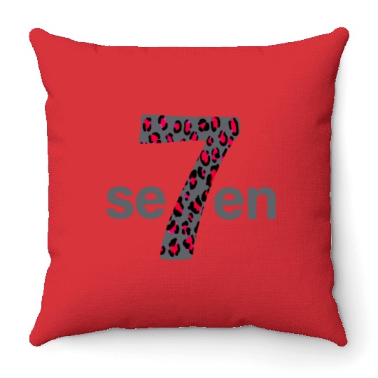 7 in red animal print Throw Pillows