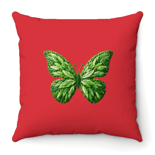 Verdant Leafwing Monarch Butterfly Throw Pillows
