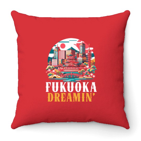 Fukuoka Japan Country Travel Vacation Japanese Throw Pillows