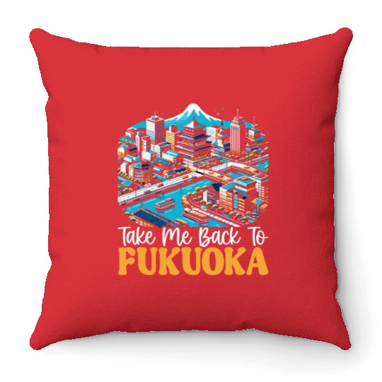 Fukuoka Japan Country Travel Vacation Japanese Throw Pillows