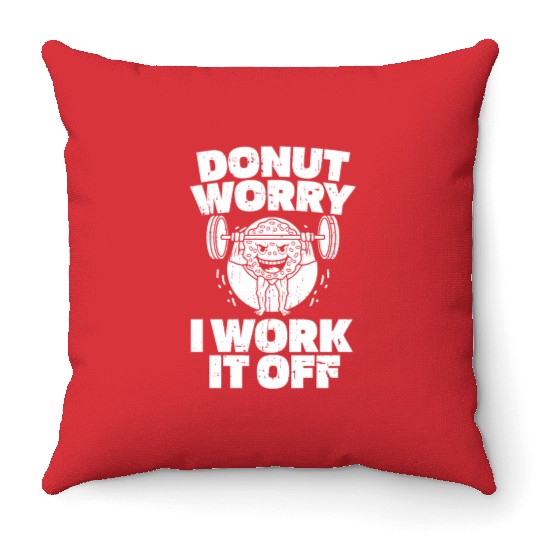 Fitness Donut Funny Donut Gym Throw Pillows