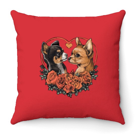 Valentine's Day, Chihuahua Dog Lovers Throw Pillows