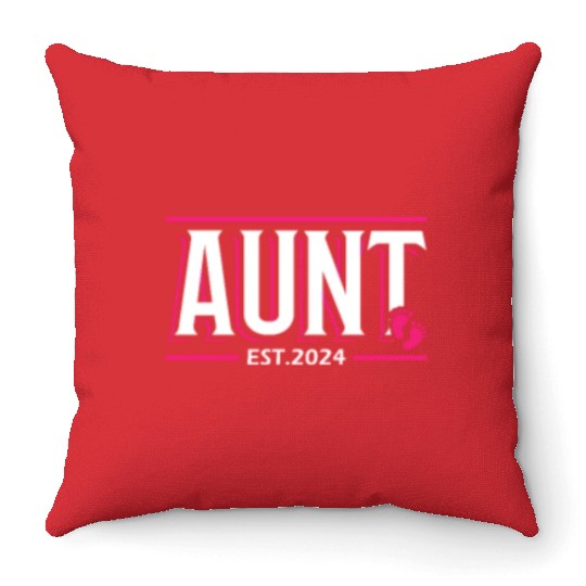 Aunt Est 2024 Baby Birth Babysitting Babysitter Throw Pillows