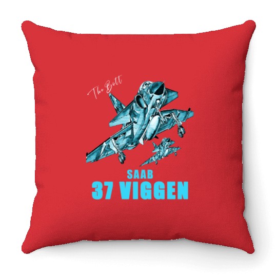 Saab 37 Viggen Swedish Multi Combat Aircraft Throw Pillows