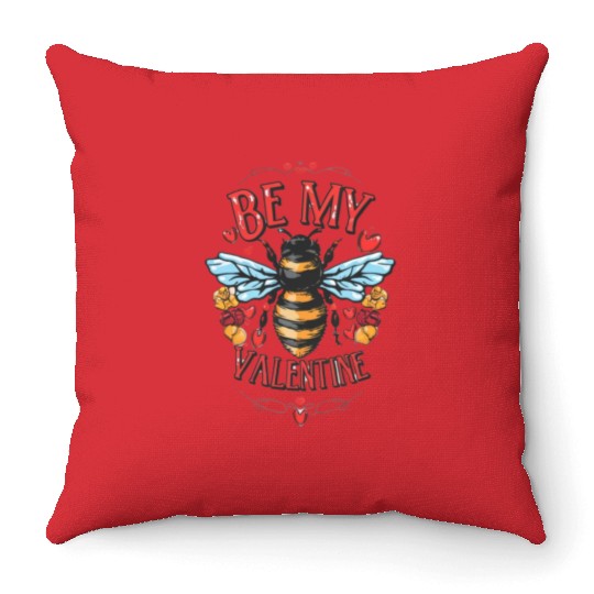 Bee My Valentine Throw Pillows
