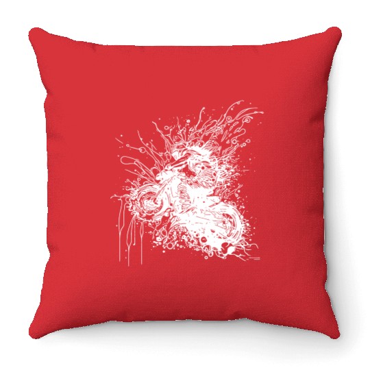 Terrain Racing Style Motorcycle Jump Splash Throw Pillows