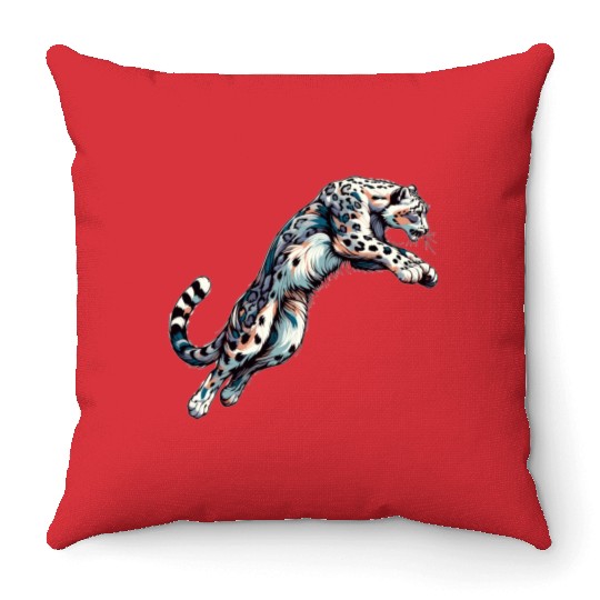 Snow Leopard Leopard White Leopard Throw Pillows