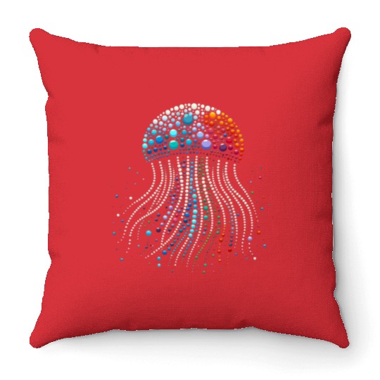 Neon Abyss - Jellyfish Pebble Art Throw Pillows