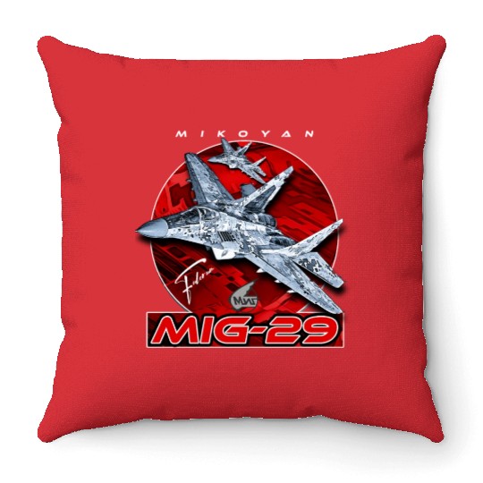 MIG-29 Soviet Union Air Superiority Jet Fighter Throw Pillows