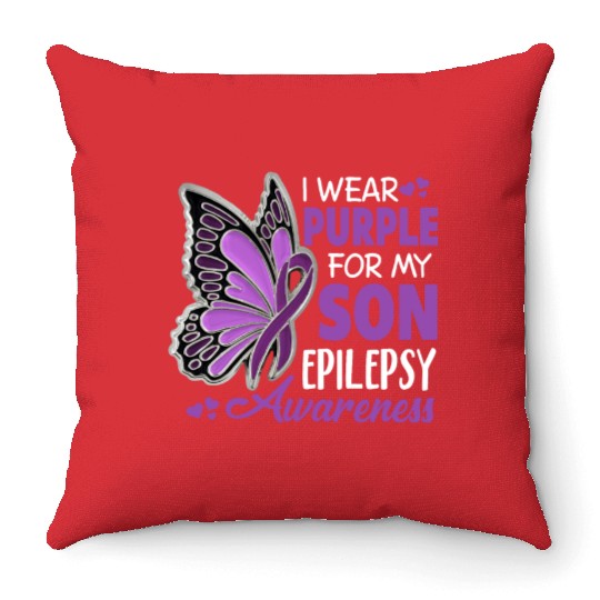 I Wear Purple For My Son Epilepsy Awareness Throw Pillows