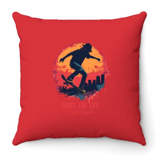 Skateboarder Skateboard Skate Skater Sun Throw Pillows