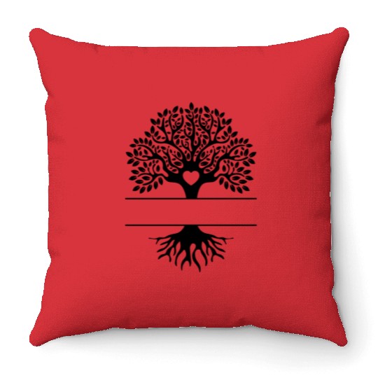 Family Reunion, Monogram, tree Throw Pillows