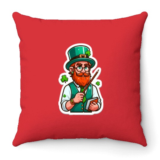 Irish bearded teacher, funny st patricks day Throw Pillows