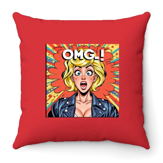OMG Funny comics Throw Pillows