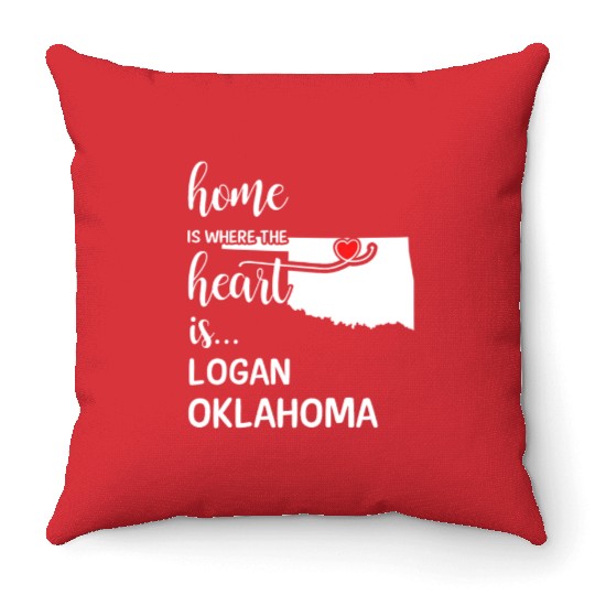 Logan County Oklahoma Is Where My Heart Is Gift Throw Pillows