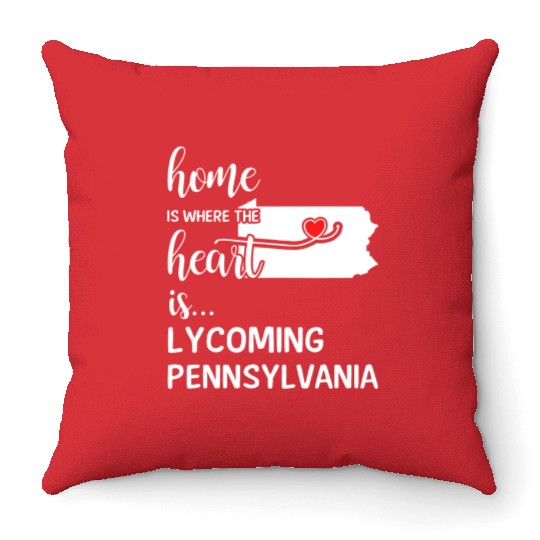 Lycoming County Pennsylvania Is Where My Heart Is Throw Pillows