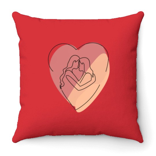 Lesbian Couple in Heart Throw Pillows