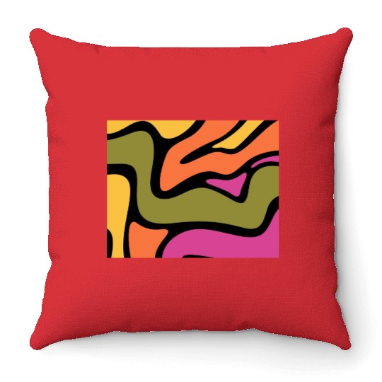 Psychedelic patterns, Aesthetic, Retro, Vintage Throw Pillows