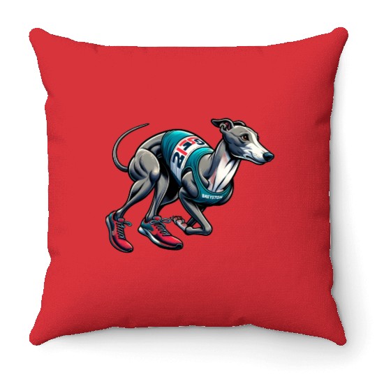 Marathon Master: Greyhound's Race Day Throw Pillows