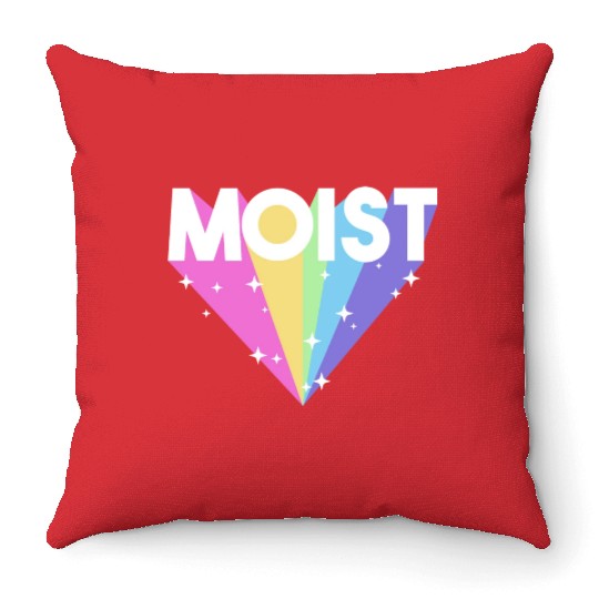 Moist Funny Meme Offensive Weird Cool Hilarious Throw Pillows