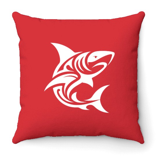 Tribal Tiger Shark Style Diver Fan Tattoo Throw Pillows