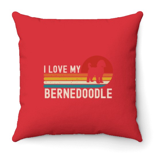 I Love My Bernedoodle Throw Pillows