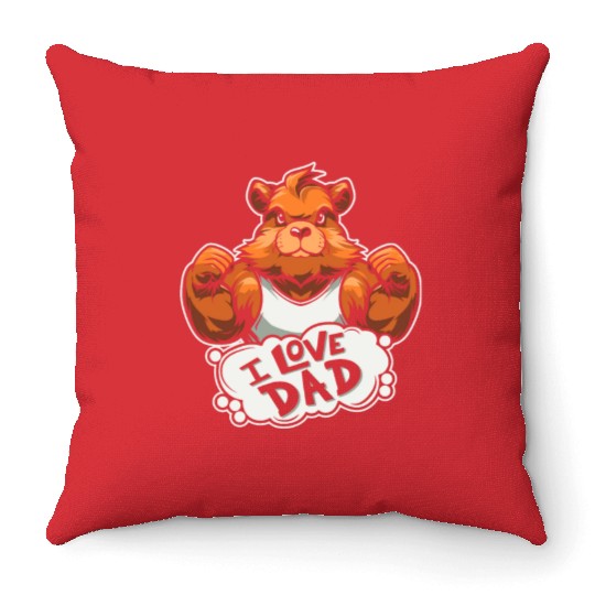 Guinea Pig Cavy I Love Dad Throw Pillows