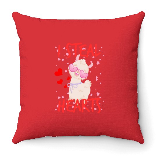 Cute Llama alpaca valentine day for couples Throw Pillows
