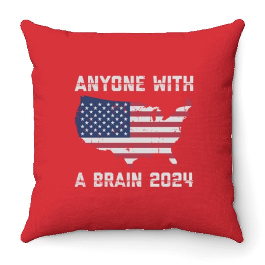 2024 Brain Vote Democracy Anti-Trump Throw Pillows