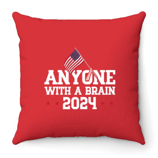 2024 Brain Vote Democracy Anti-Trump Throw Pillows