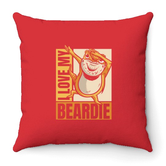 I Love My Beardie Pogona Lizard Pet Owner Bearded Throw Pillows