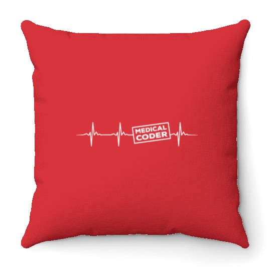 Medical Coder Heartbeat Throw Pillows