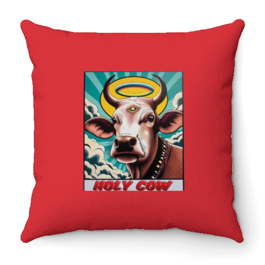 Holy Cow Humor Funny Comics Throw Pillows