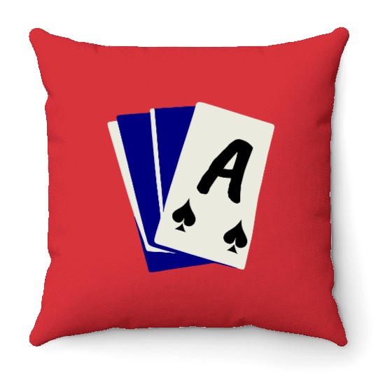 Playing Card Hand, Ace Showing 3 Color Vector Throw Pillows