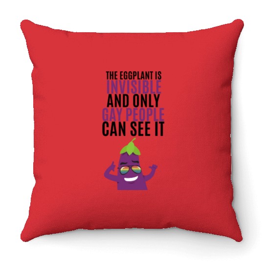 Invisible eggplant Throw Pillows for your gay friend