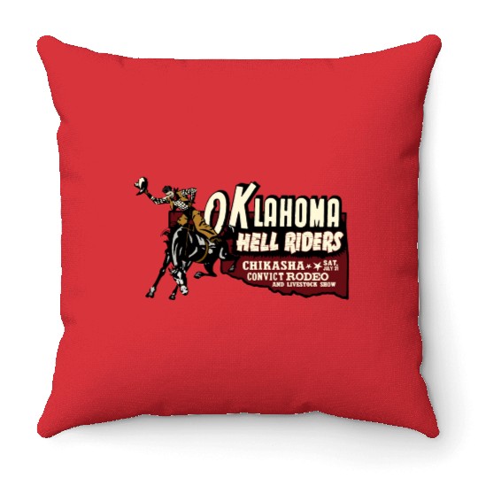 Vintage Convict Rodeo Oklahoma Throw Pillows