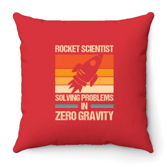 Rocket Scientist Retro Zero Gravity Vintage Throw Pillows